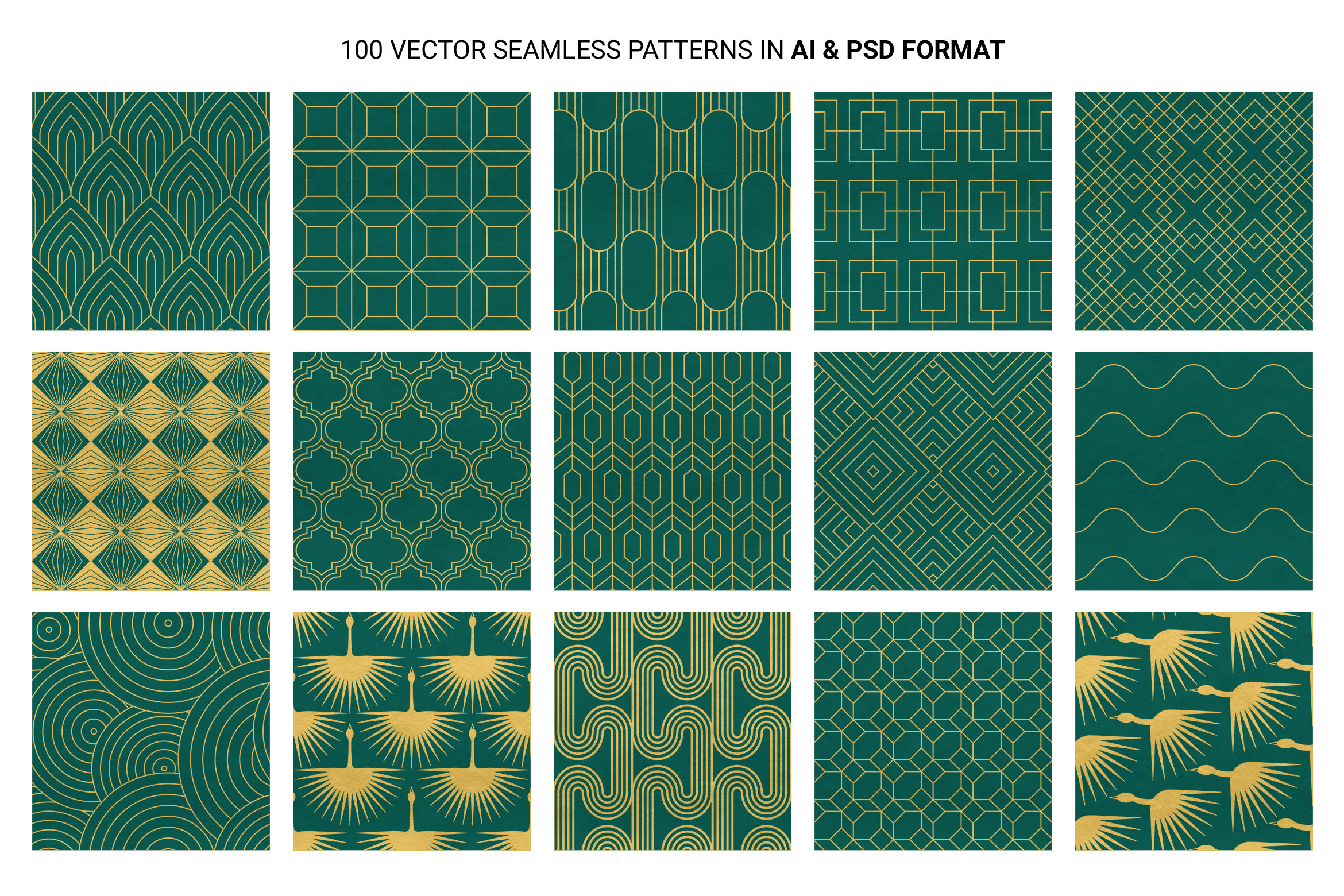 Art Deco Patterns for Photoshop, Illustrator, PNG