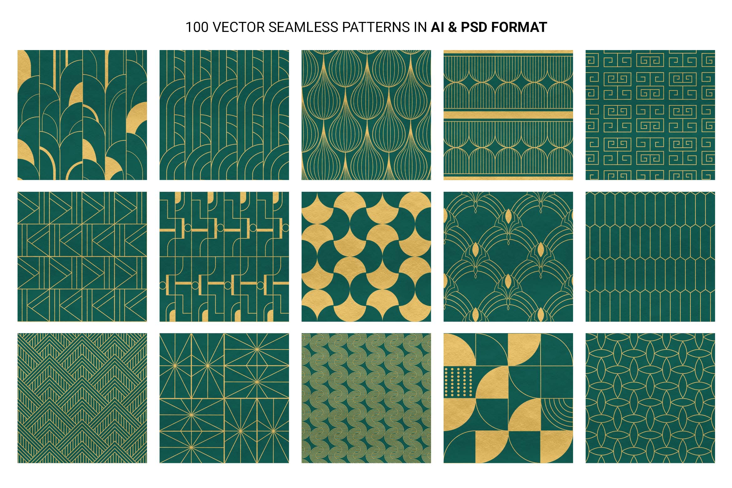 Art Deco Patterns for Photoshop, Illustrator, PNG