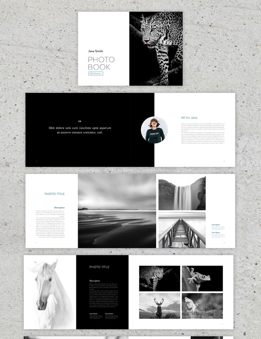 Black and Green Minimal Style Photobook Layout