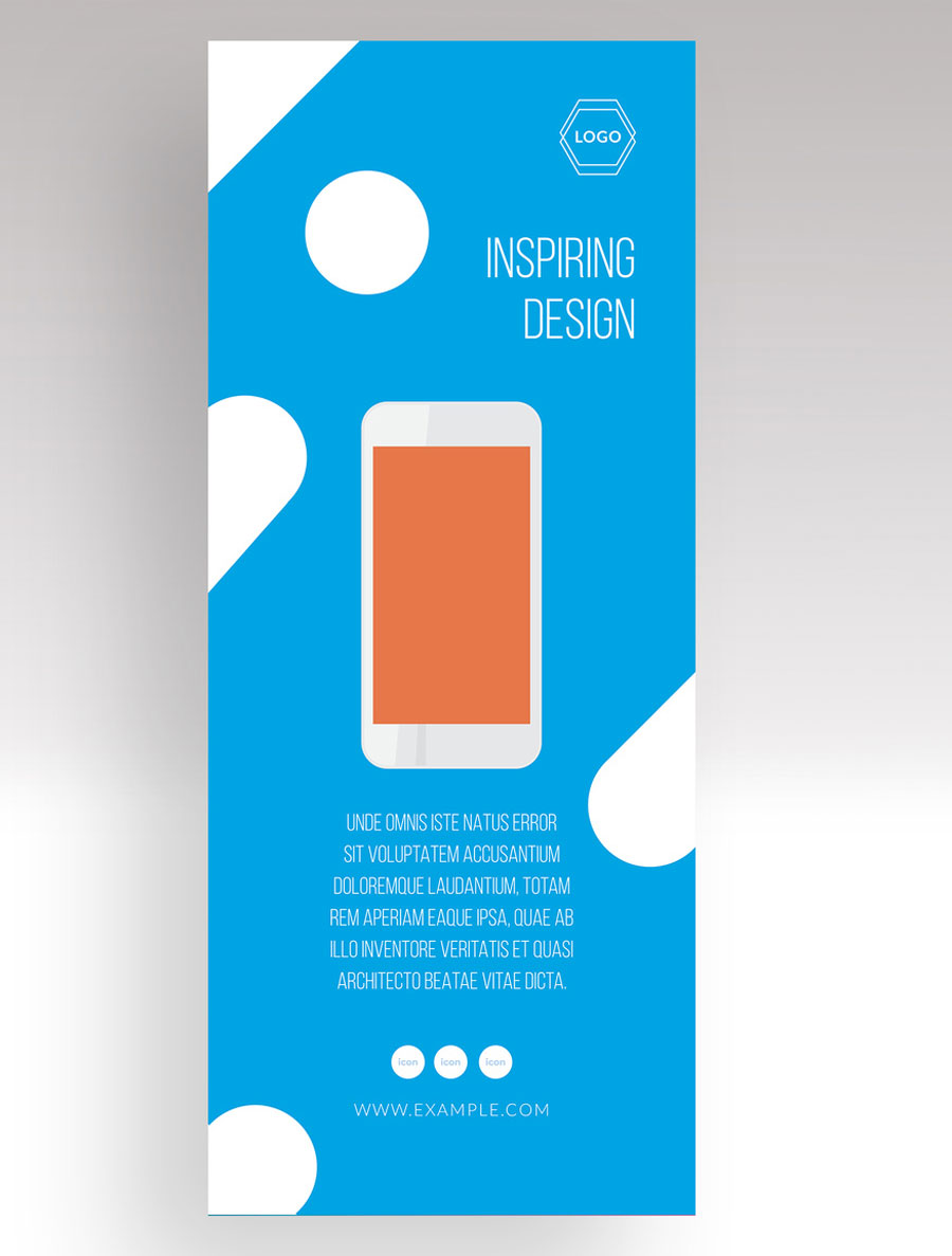 Blue and White Vertical Banner Advertisement Layout