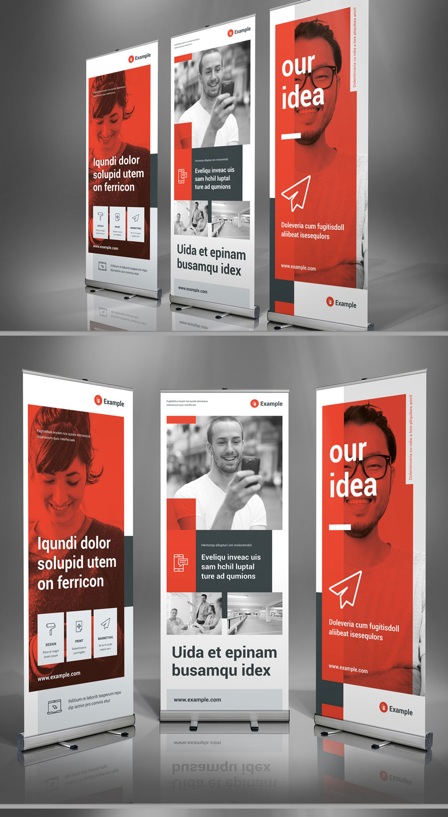 Light Gray and Red Roll-Up Banner Layout