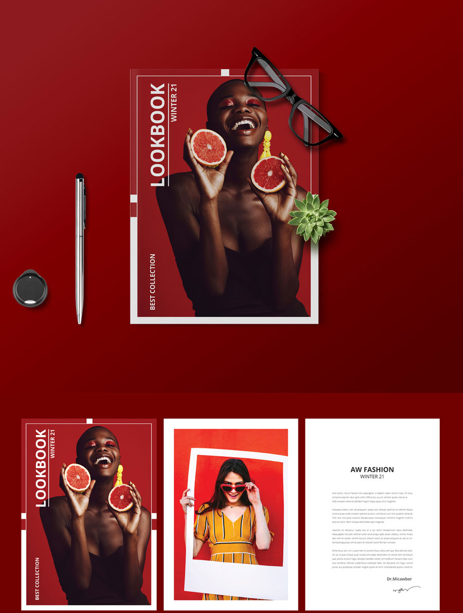 L Layout with Red Accents