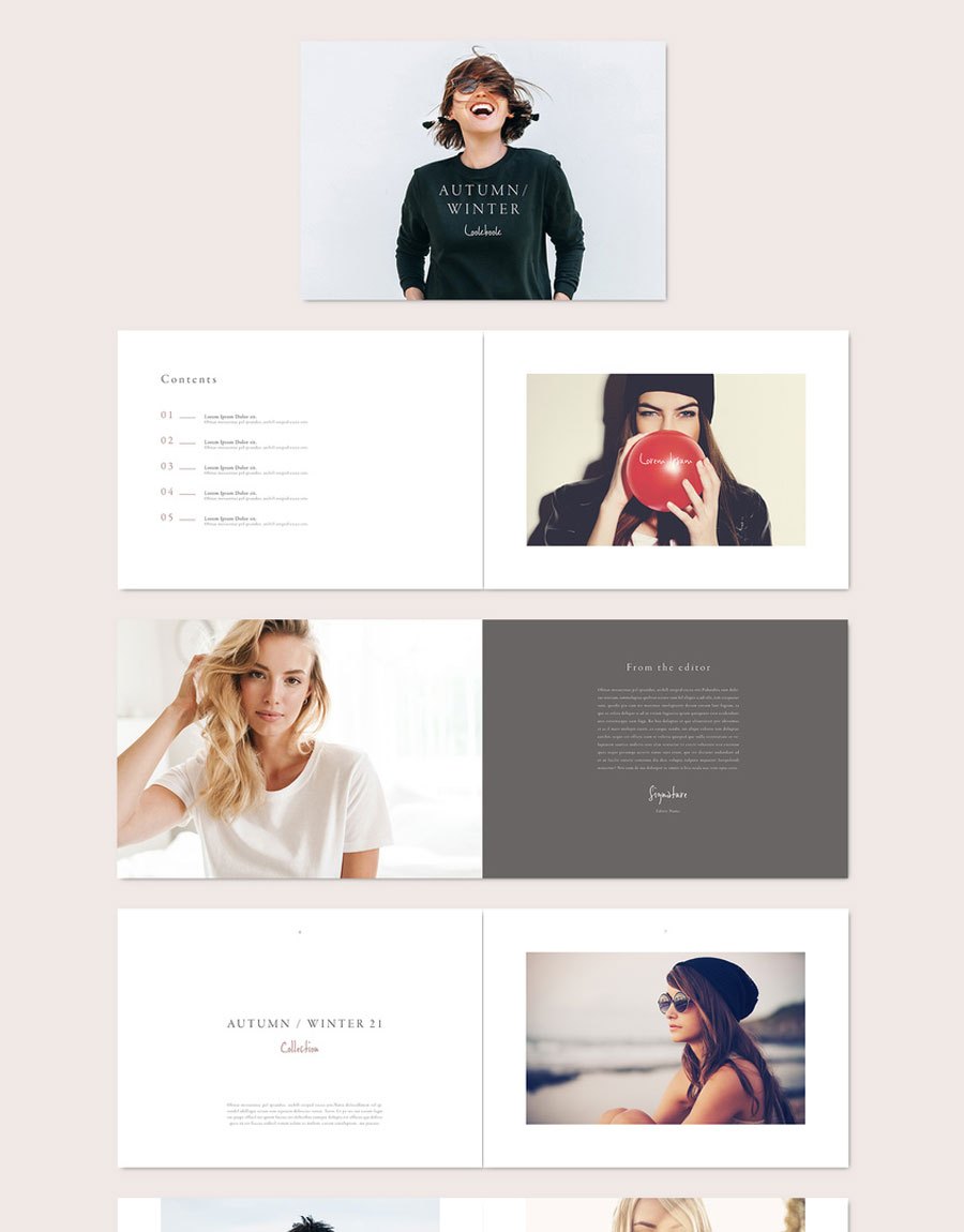 Minimal Style Nude Color Lookbook Layout