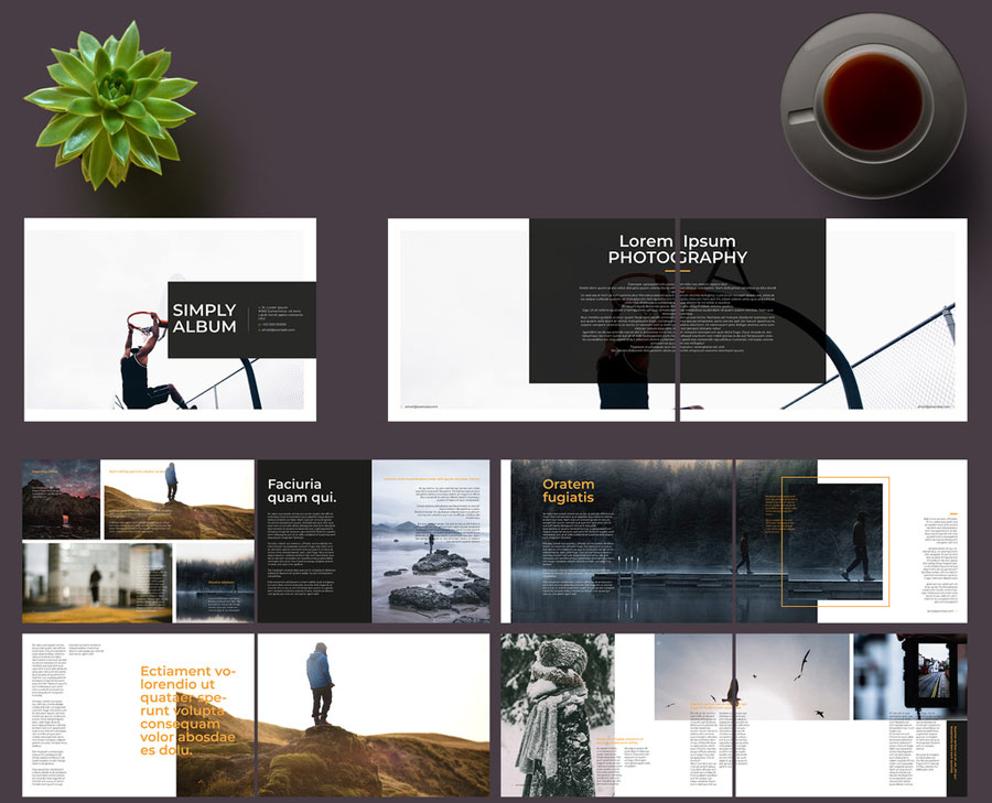 Photo Album Layout With Orange Accents