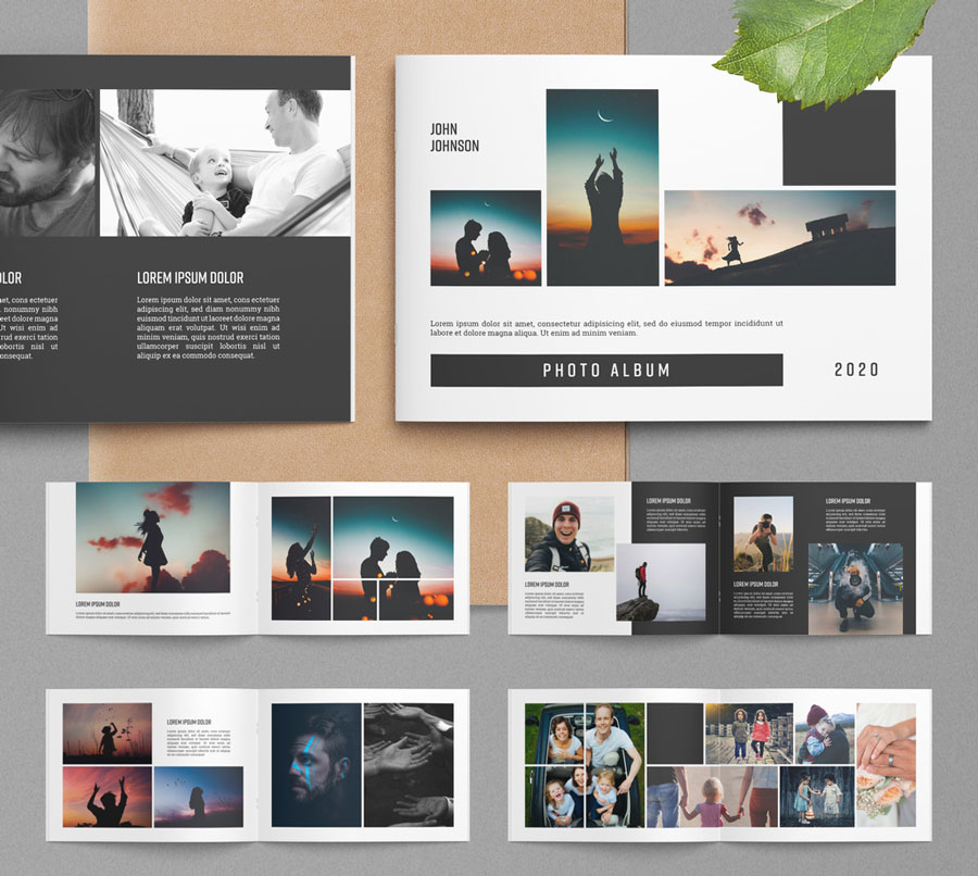 Photo Album Layout with Black Accents