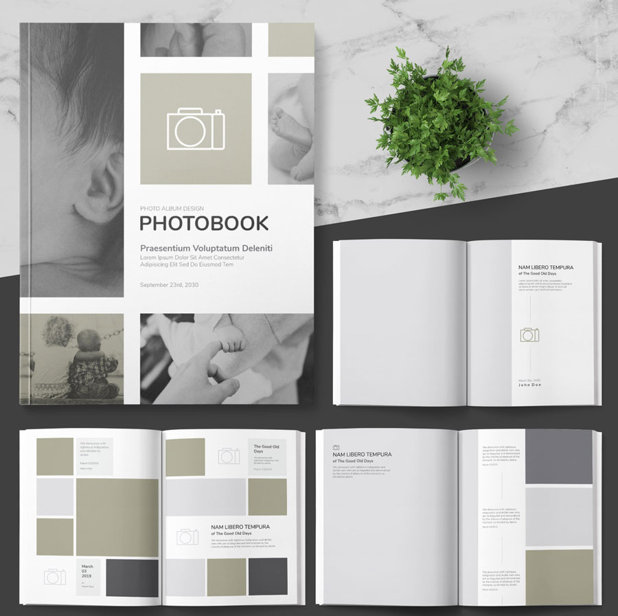 Photo Album Layout with Pastel Pink Accents