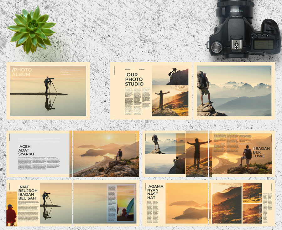 Photo Album Layout with Tan Accents