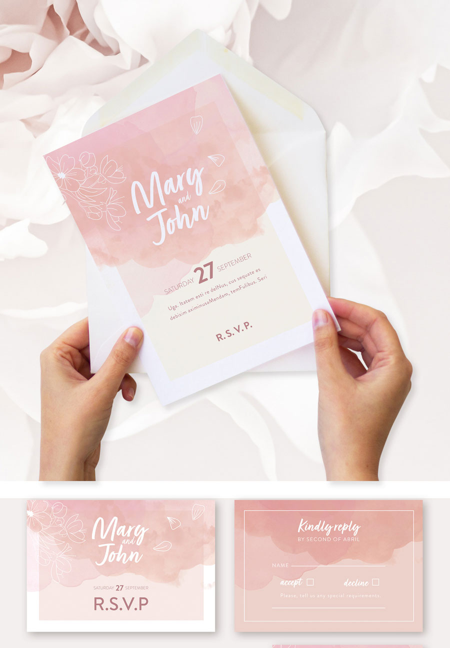 Pink Flowers Style Wedding Set