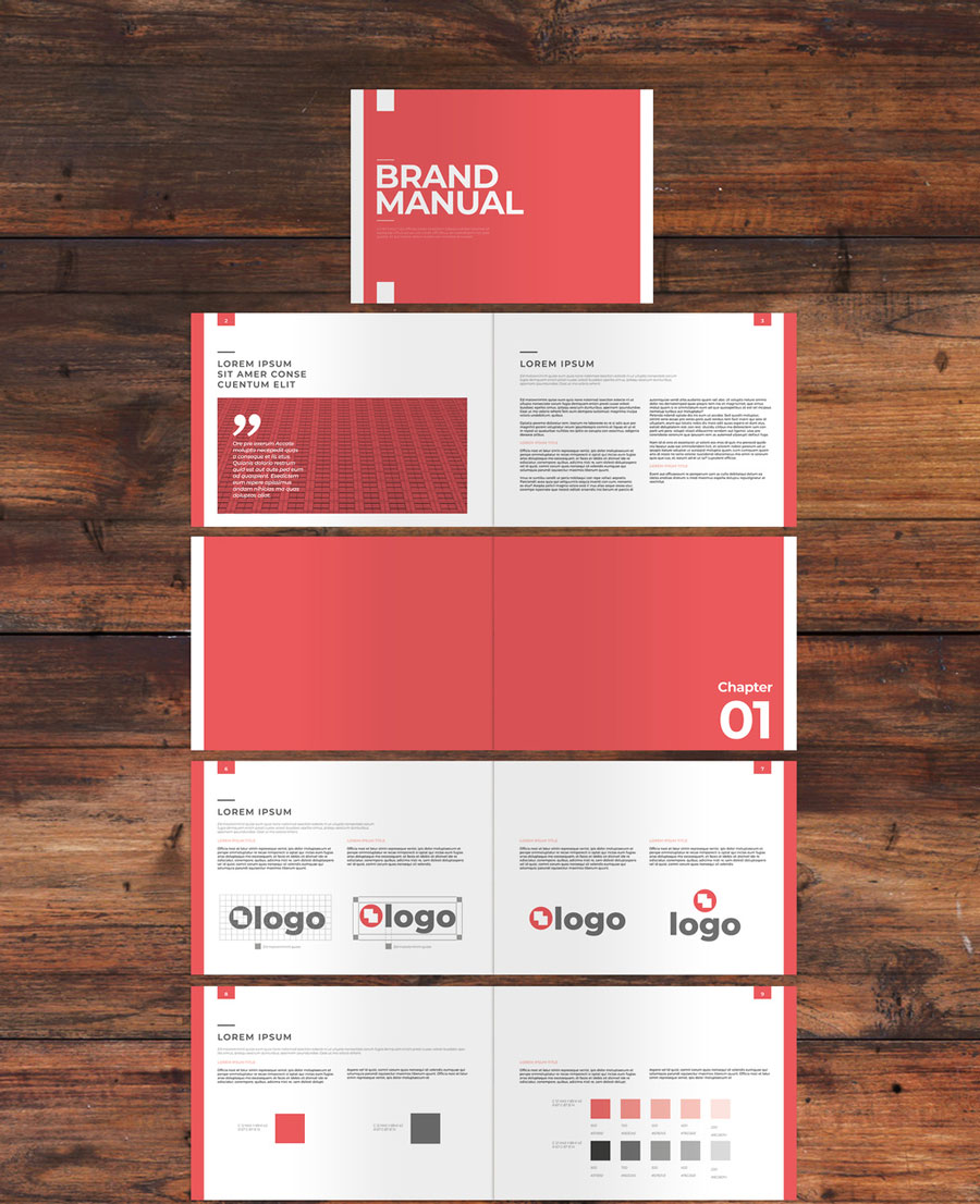 Red and White Brand Manual Layout