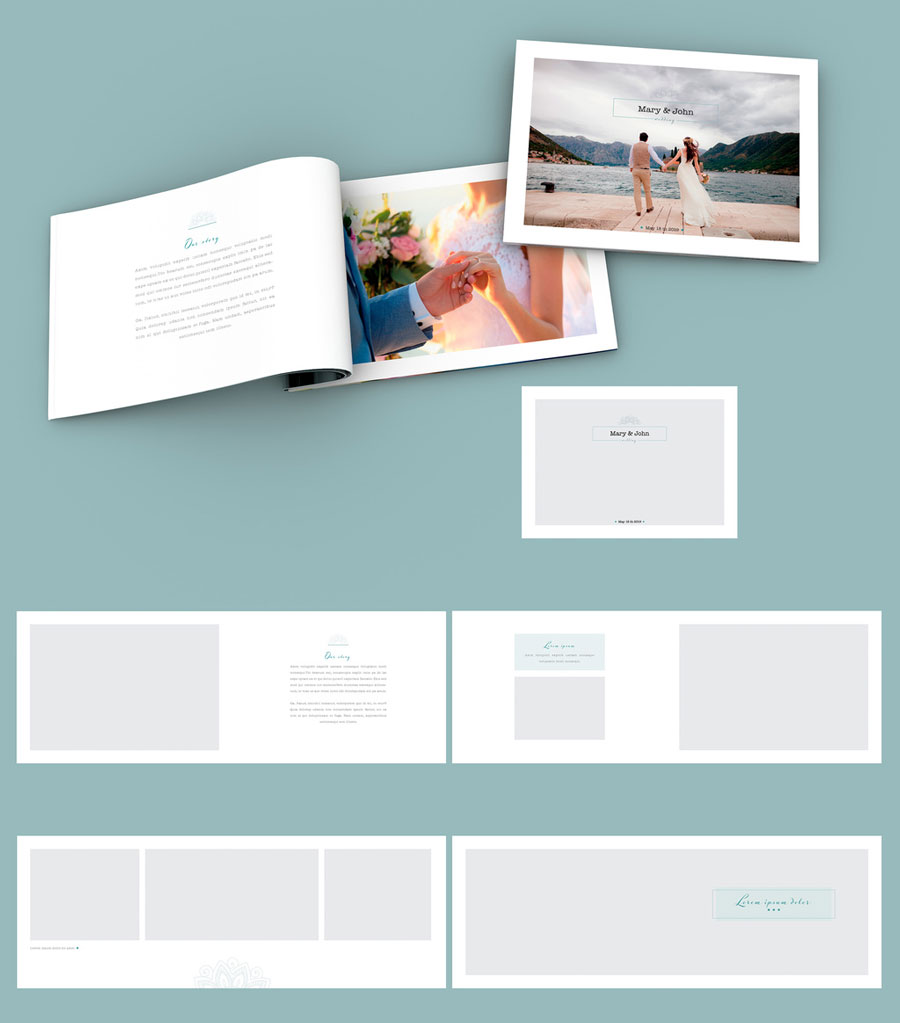 Wedding Photo Album with Teal Accents