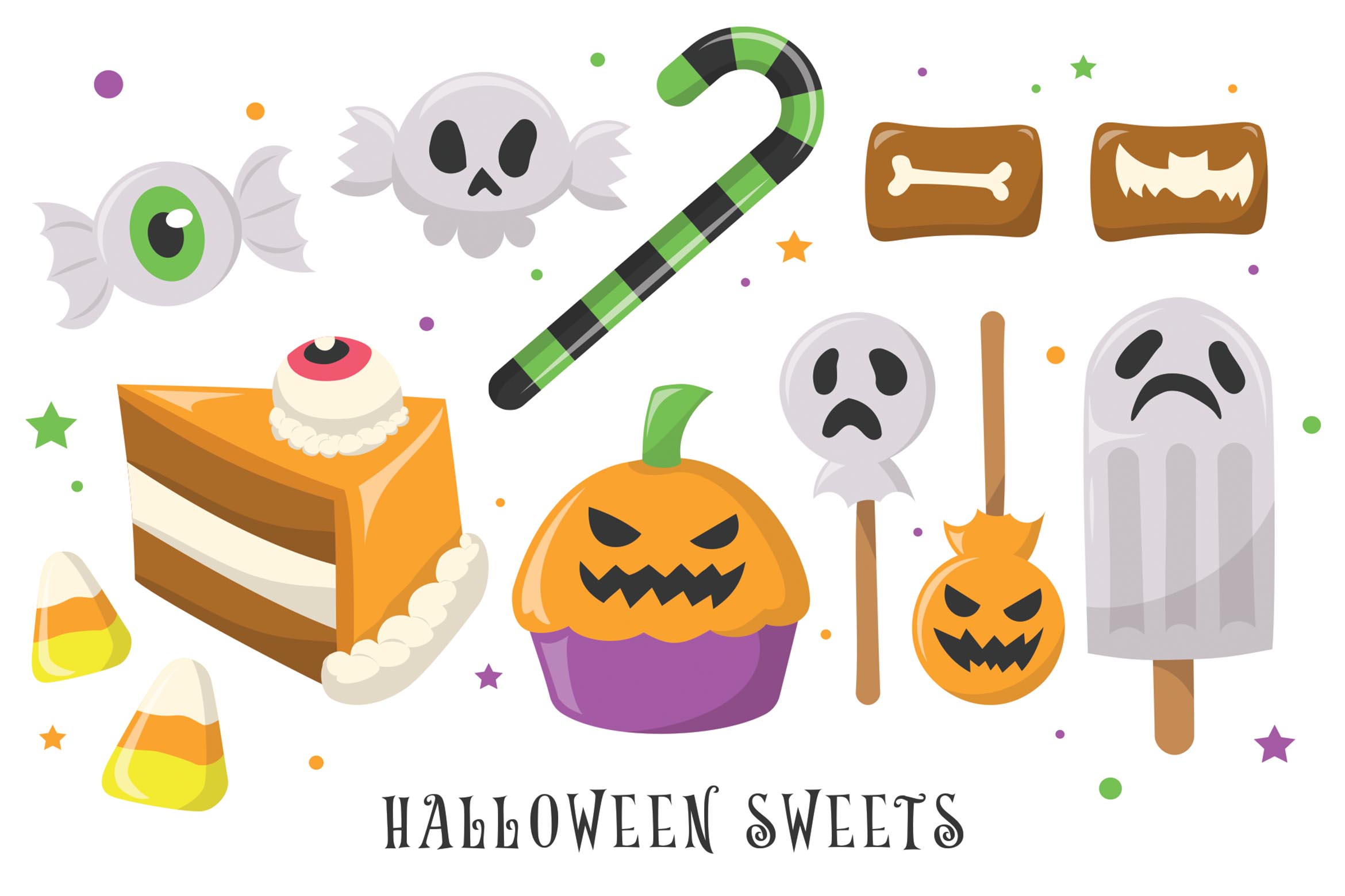 Halloween Candy Sweets Vector Clipart Illustrations