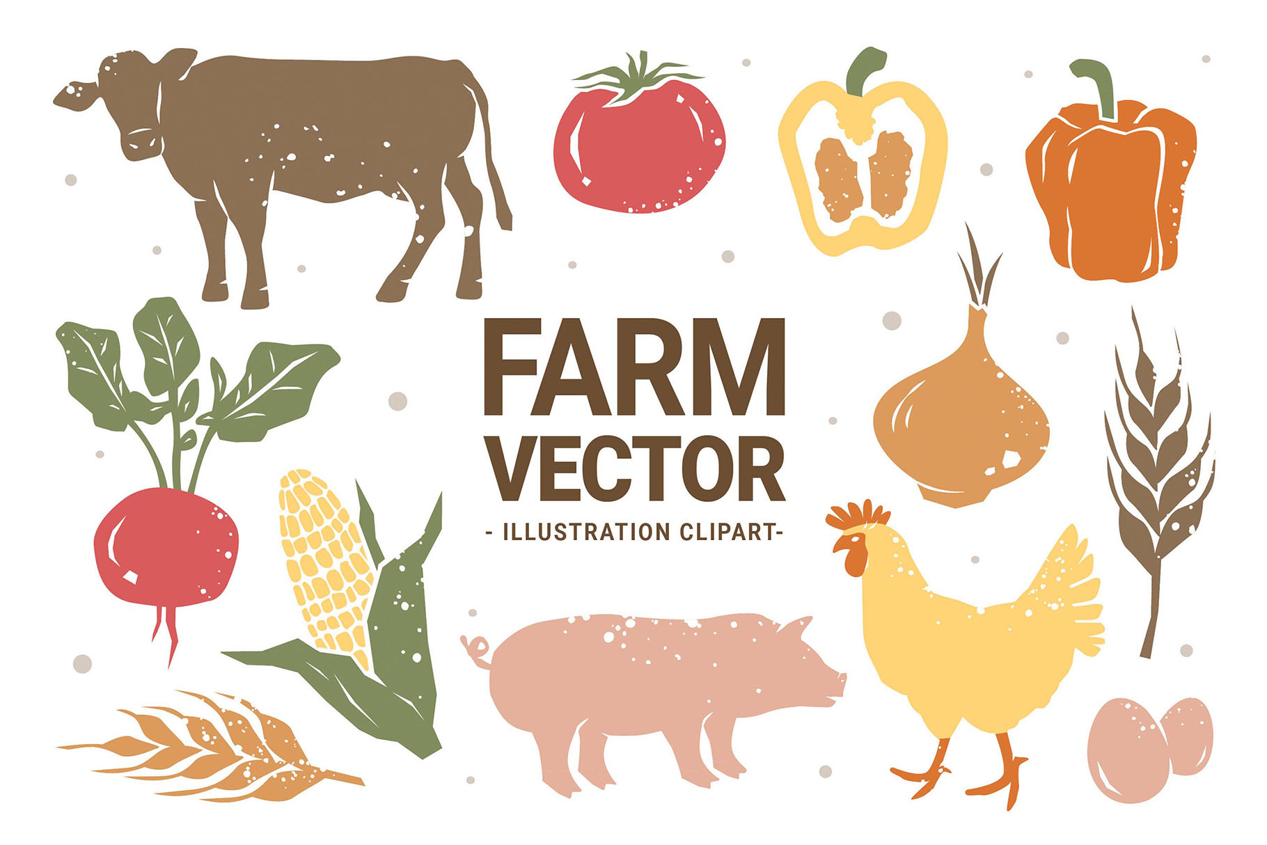 Rustic Farm Vector Elements (AI, Vector Formats)