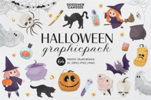 Cute Halloween Graphics & Vector Clipart Illustrations