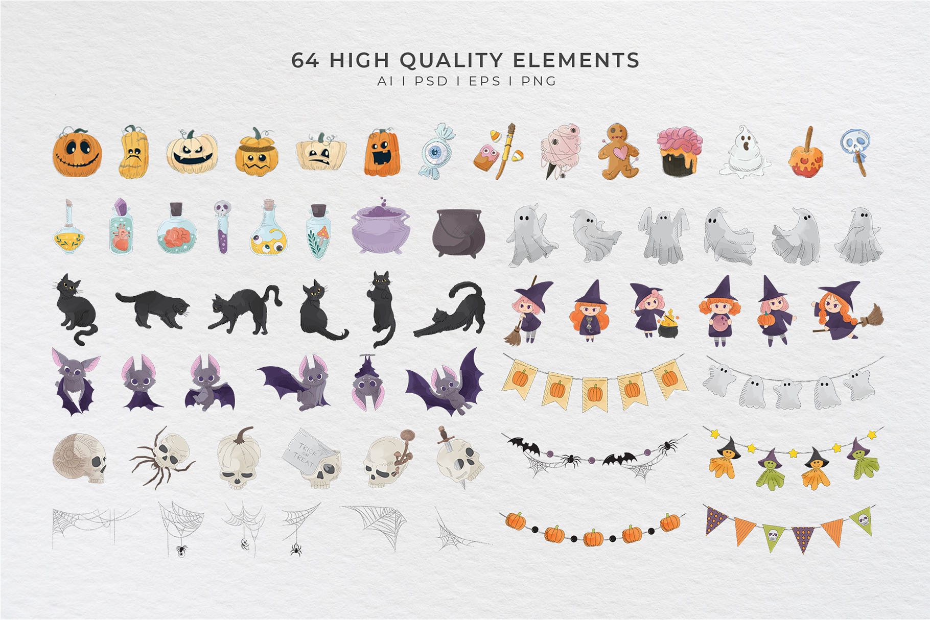 Cute Halloween Graphics & Vector Clipart Illustrations