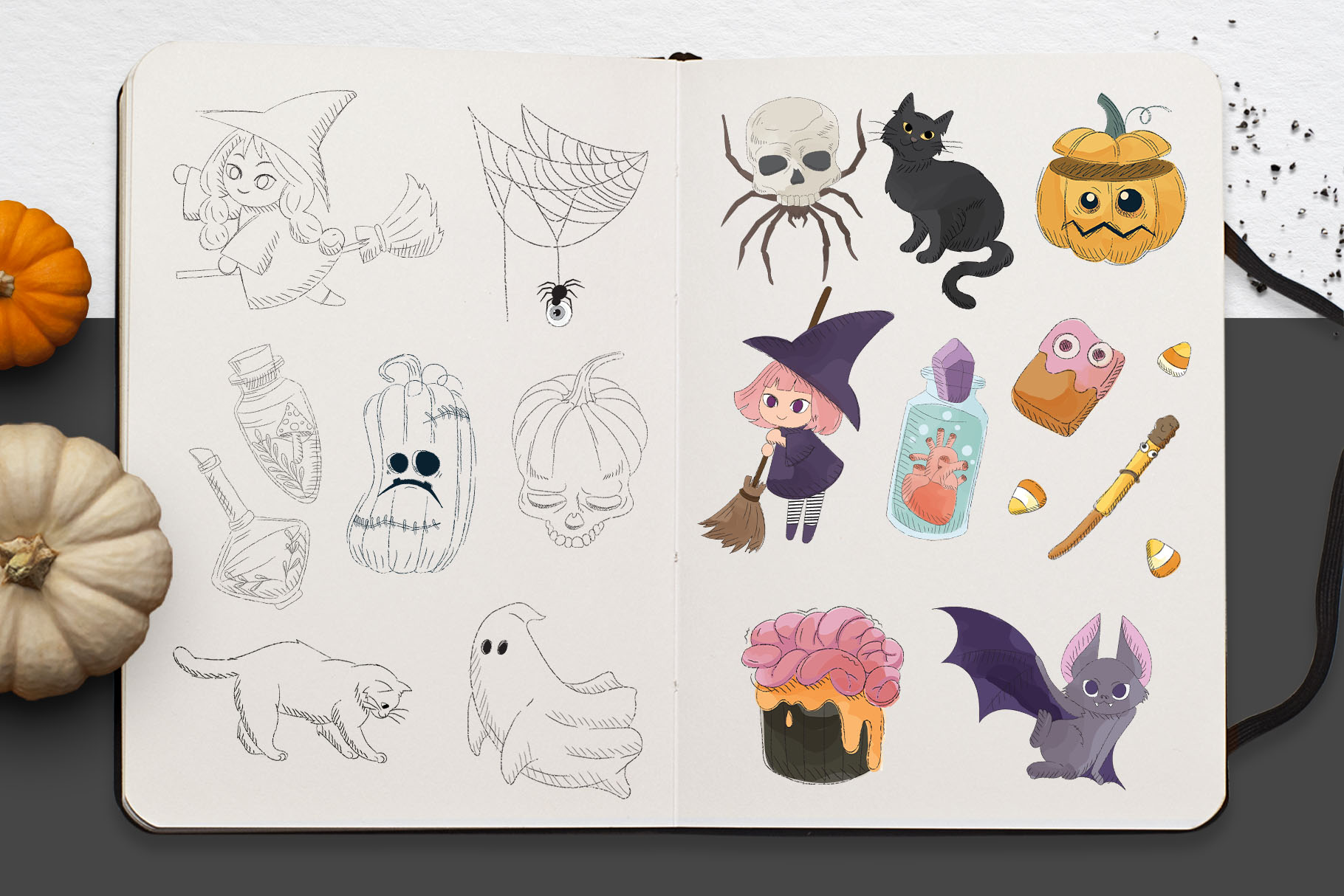 Cute Halloween Graphics & Vector Clipart Illustrations