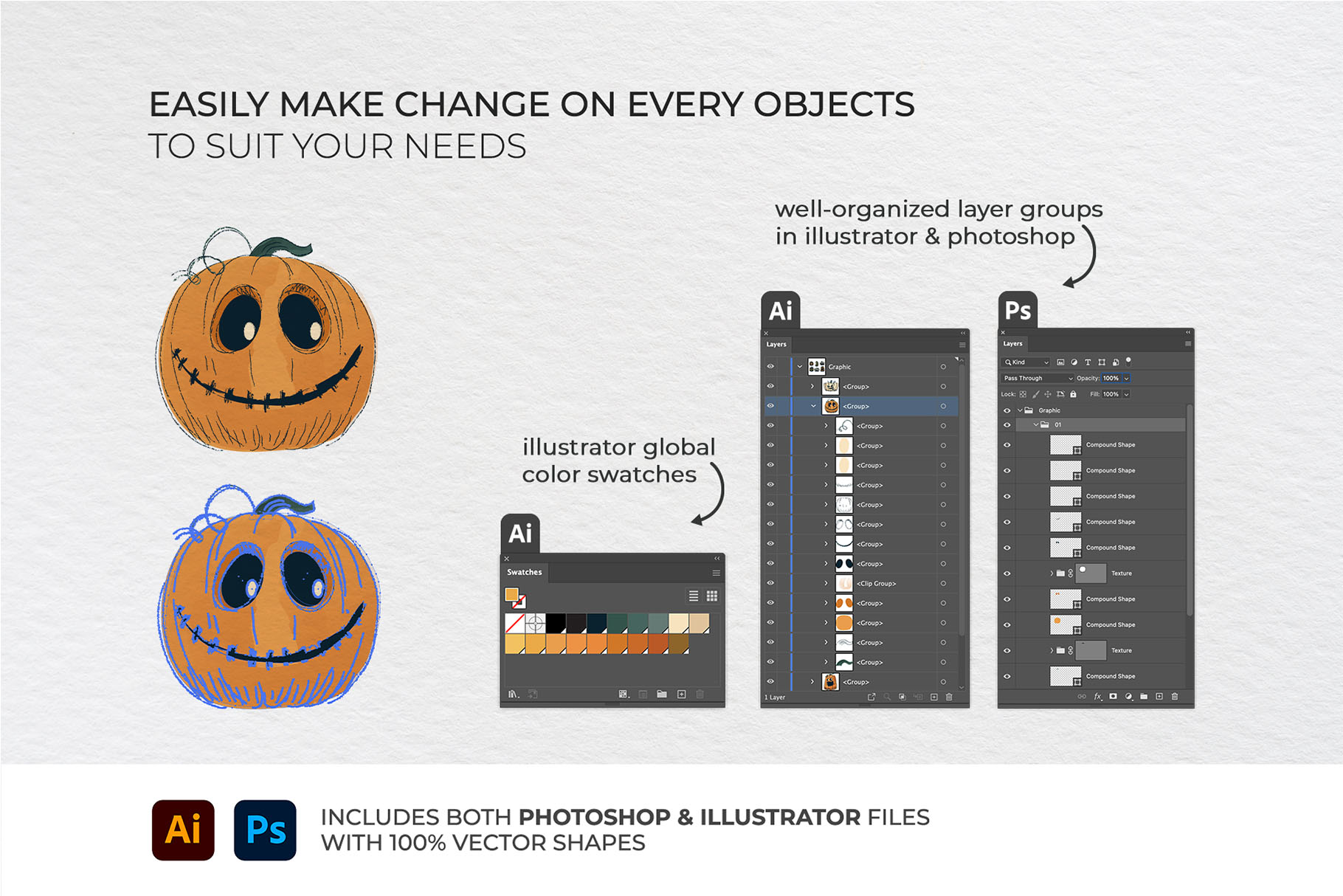 Cute Halloween Graphics & Vector Clipart Illustrations