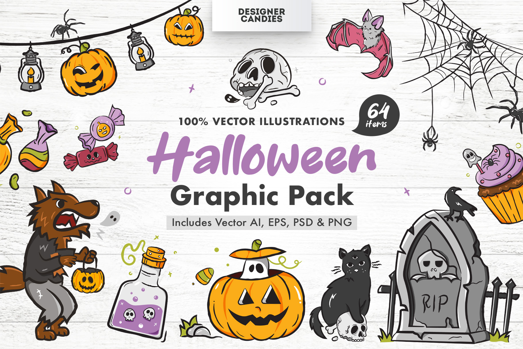 Halloween Graphics & Vector Clipart Illustrations