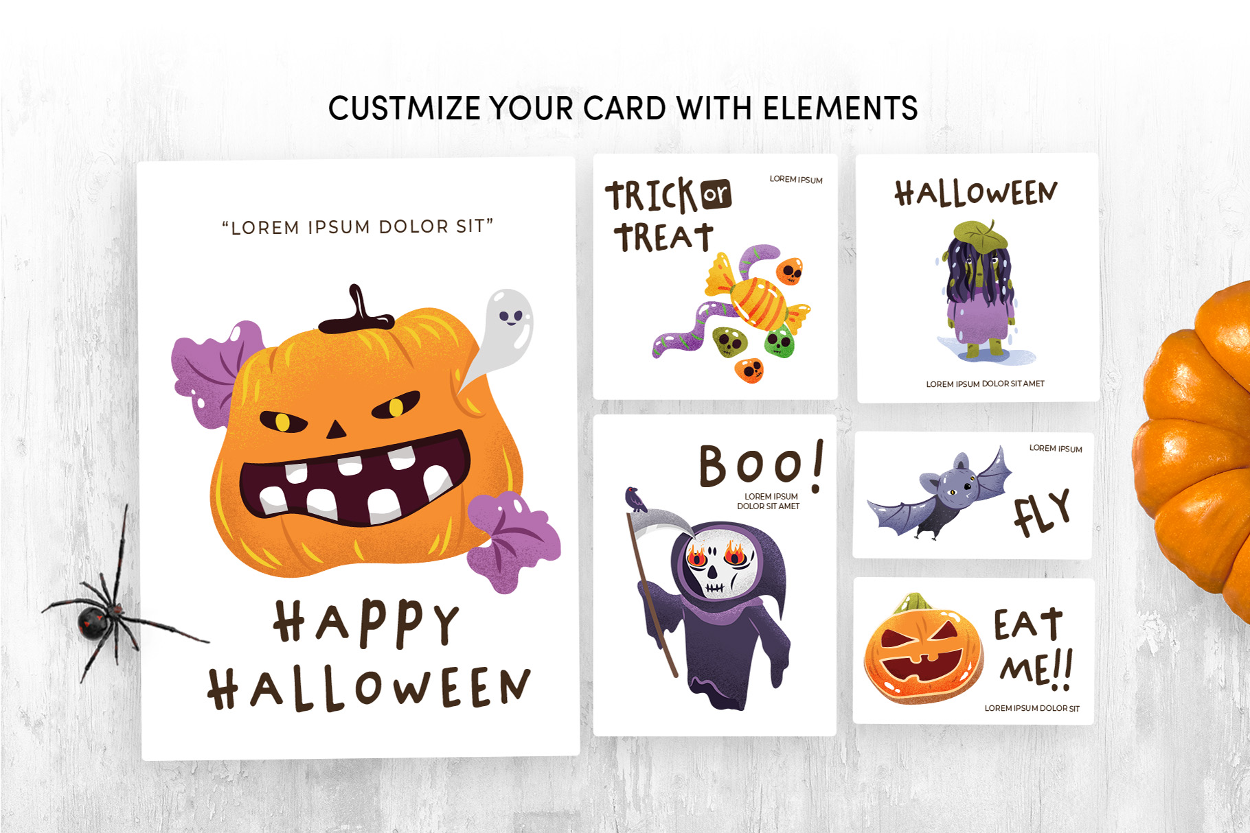 Halloween Vector Graphics Distorted Caricatures - PSD, Ai, EPS, PNG Format