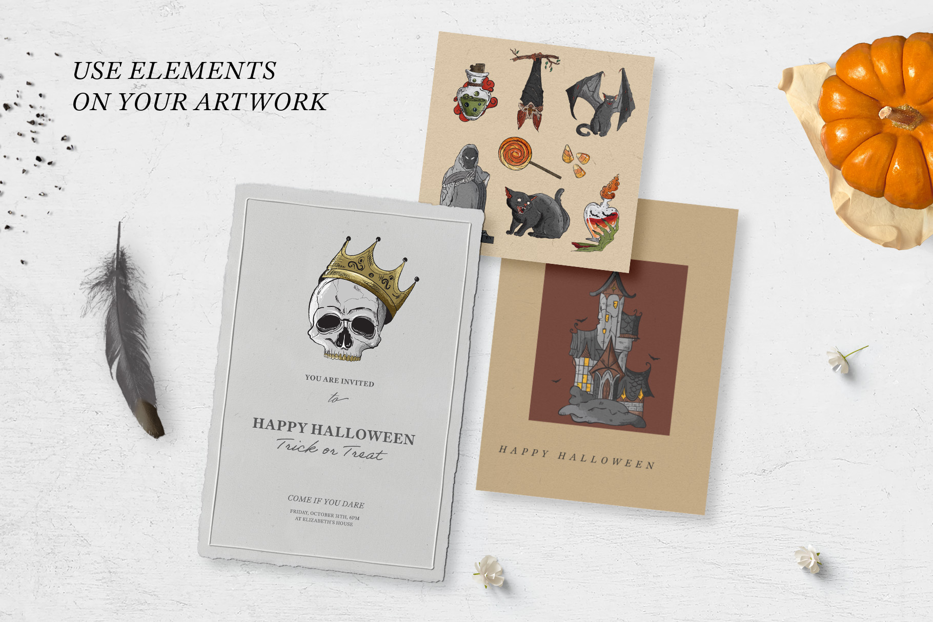 Halloween Vector Illustrations Clipart (EPS, PSD, PNG, Ai Format)