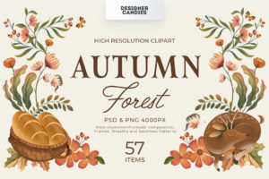 Collection of Autumn & Fall Clipart Illustrations Inspired by an Autumnal Forest (PSD, PNG Format)