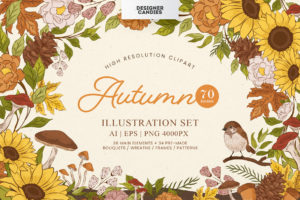 Fall Autumn Illustrations Set (AI, EPS, PNG Format)