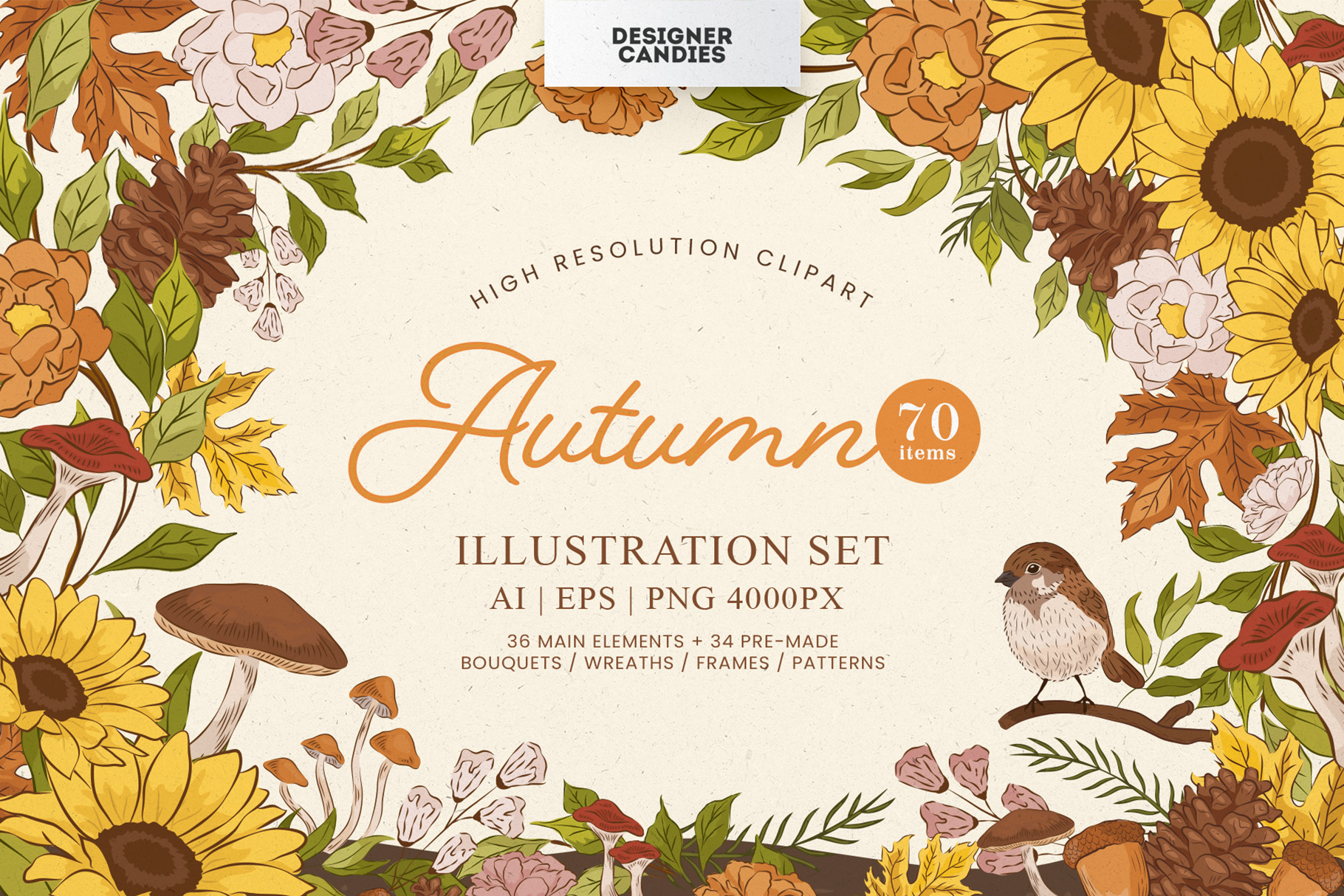 Fall Autumn Illustrations Set (AI, EPS, PNG Format)