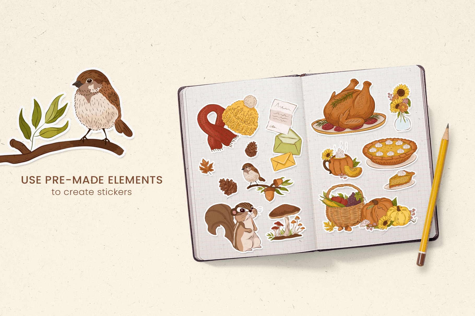 Fall Autumn Illustrations Set (AI, EPS, PNG Format)