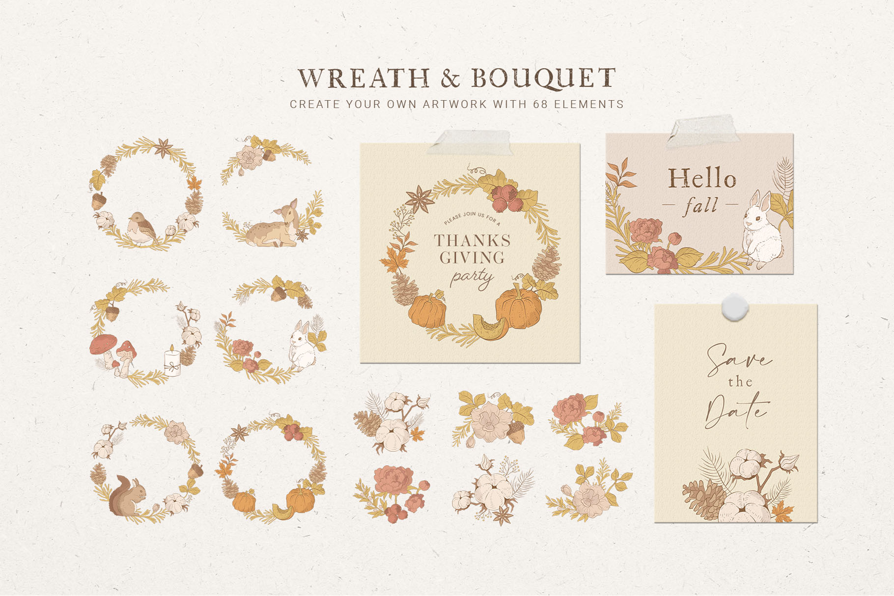 Fall Autumn Vector Clipart Illustrations (AI, EPS, PNG Format)