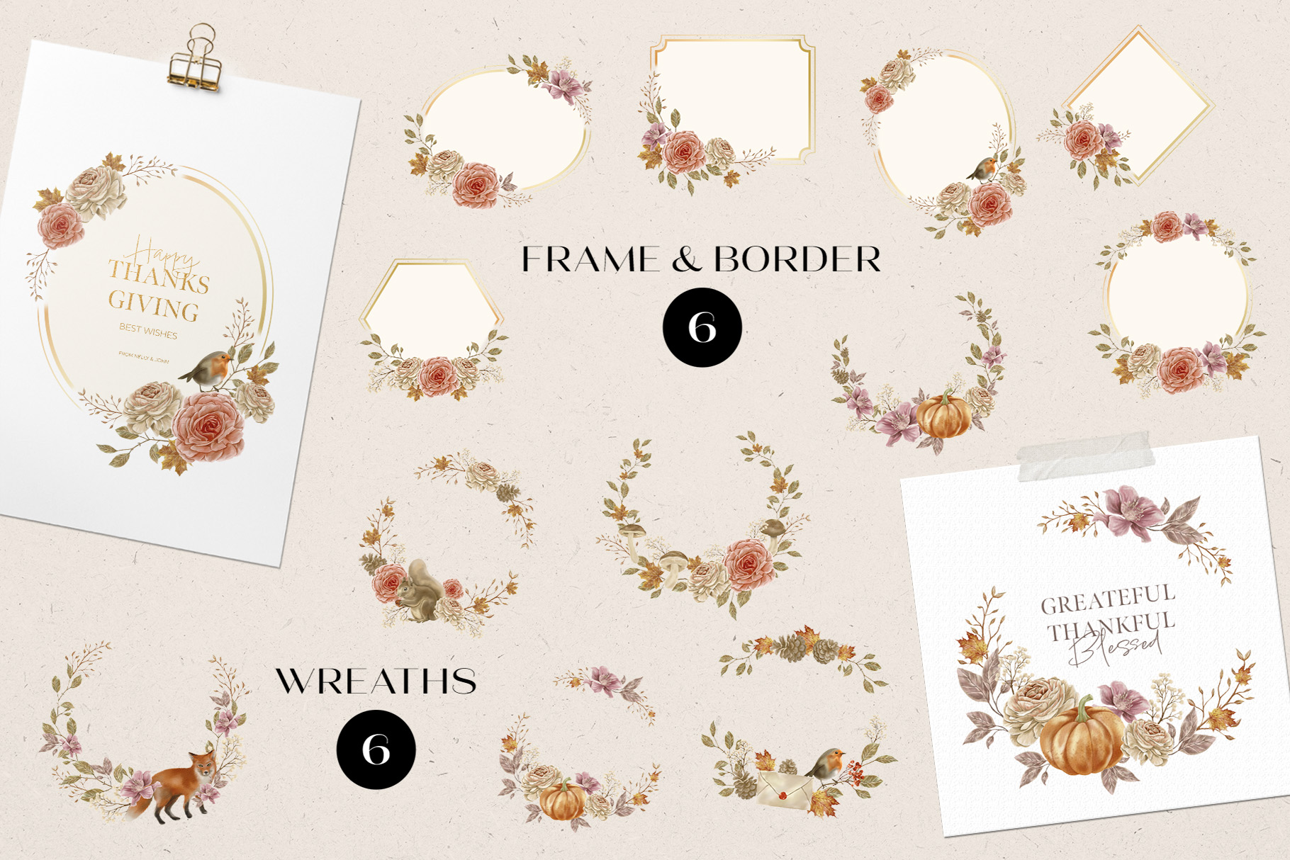 Fall Autumn Watercolor Clipart Illustrations (PSD, PNG Format)