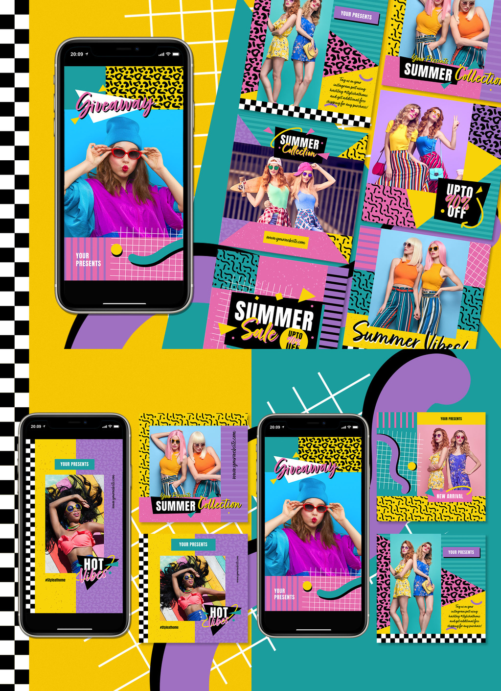 90's Fashion Social Media Layout (AI Format)