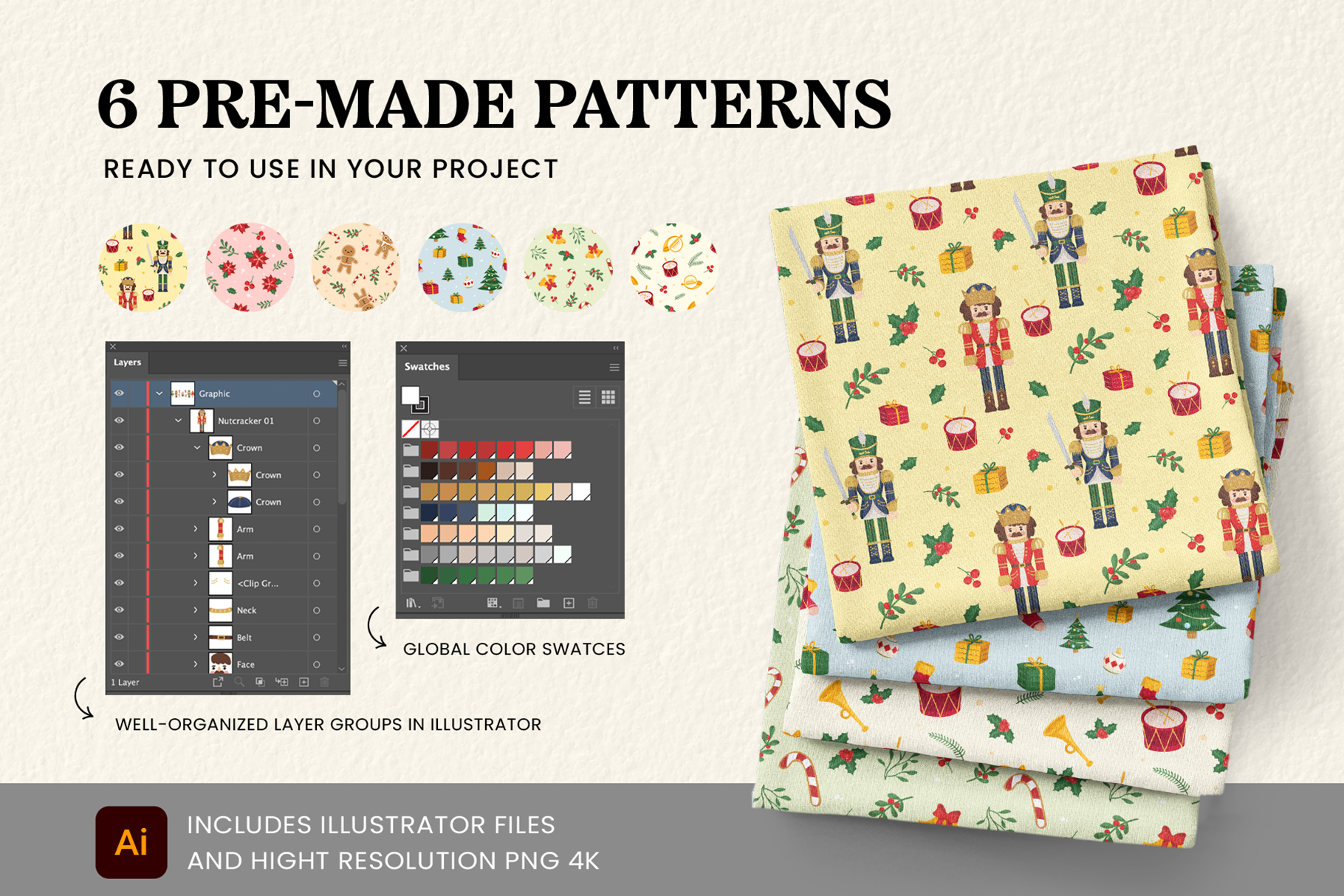 Christmas Nutcracker Vector Illustrations (PSD, PNG, PAT Format)