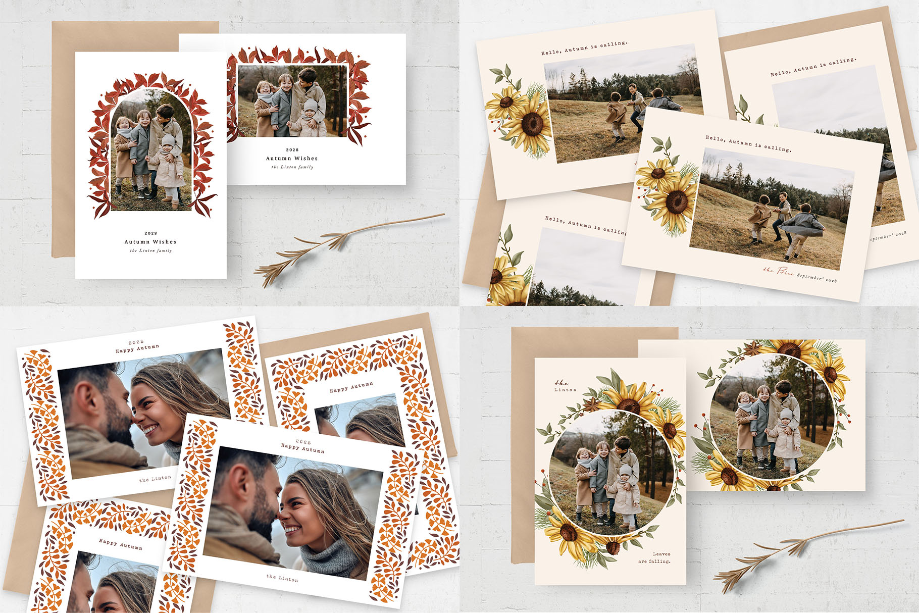 Autumn Fall Photo Card Templates Bundle (PSD Format)