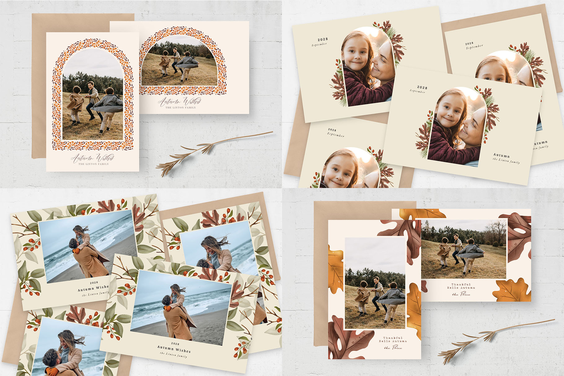 Autumn Fall Photo Card Templates Bundle (PSD Format)