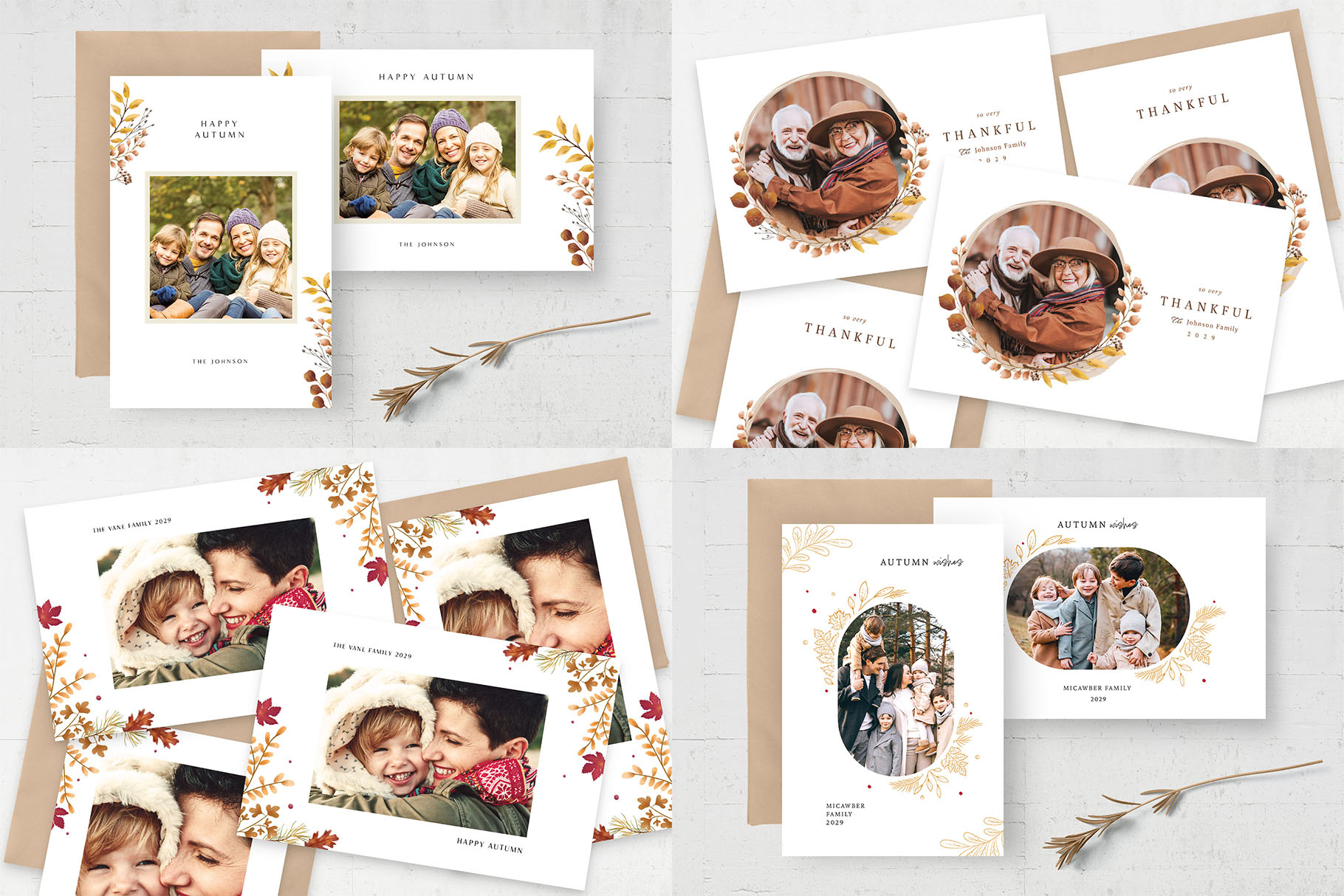 Autumn Fall Photo Card Templates Bundle (PSD Format)
