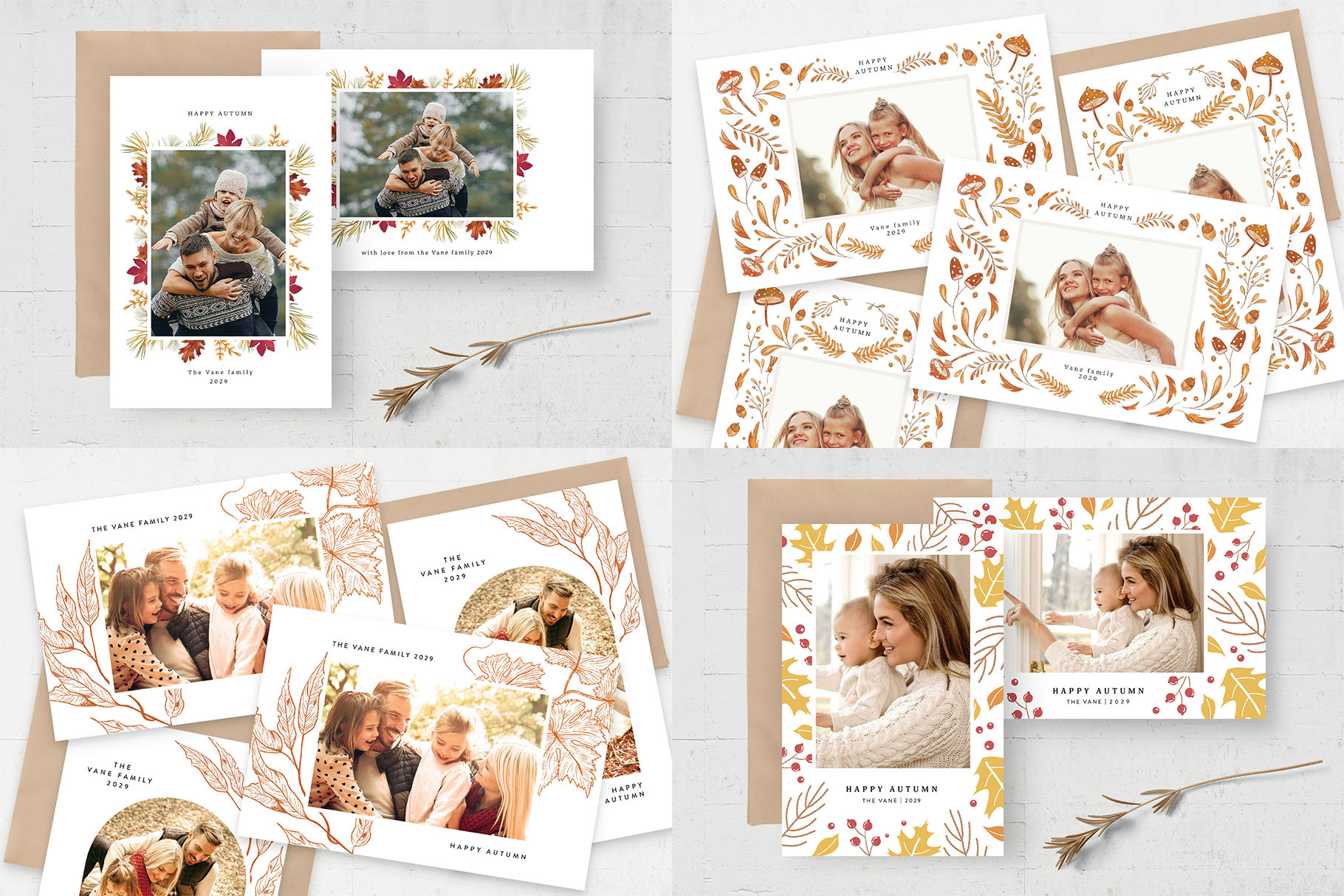 Autumn Fall Photo Card Templates Bundle (PSD Format)