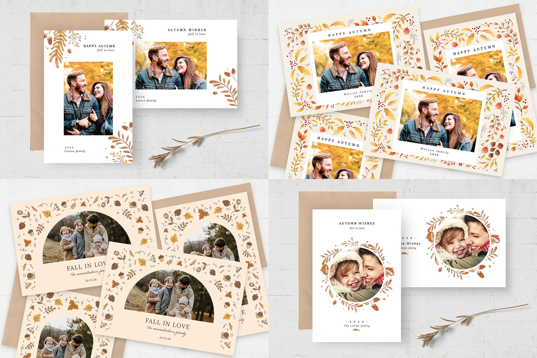 Autumn Fall Photo Card Templates Bundle (PSD Format)