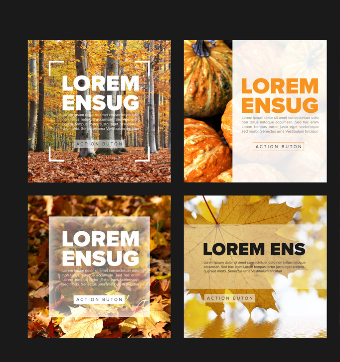 Autumn Festival Social Media Posts Layout Set (AI Format)
