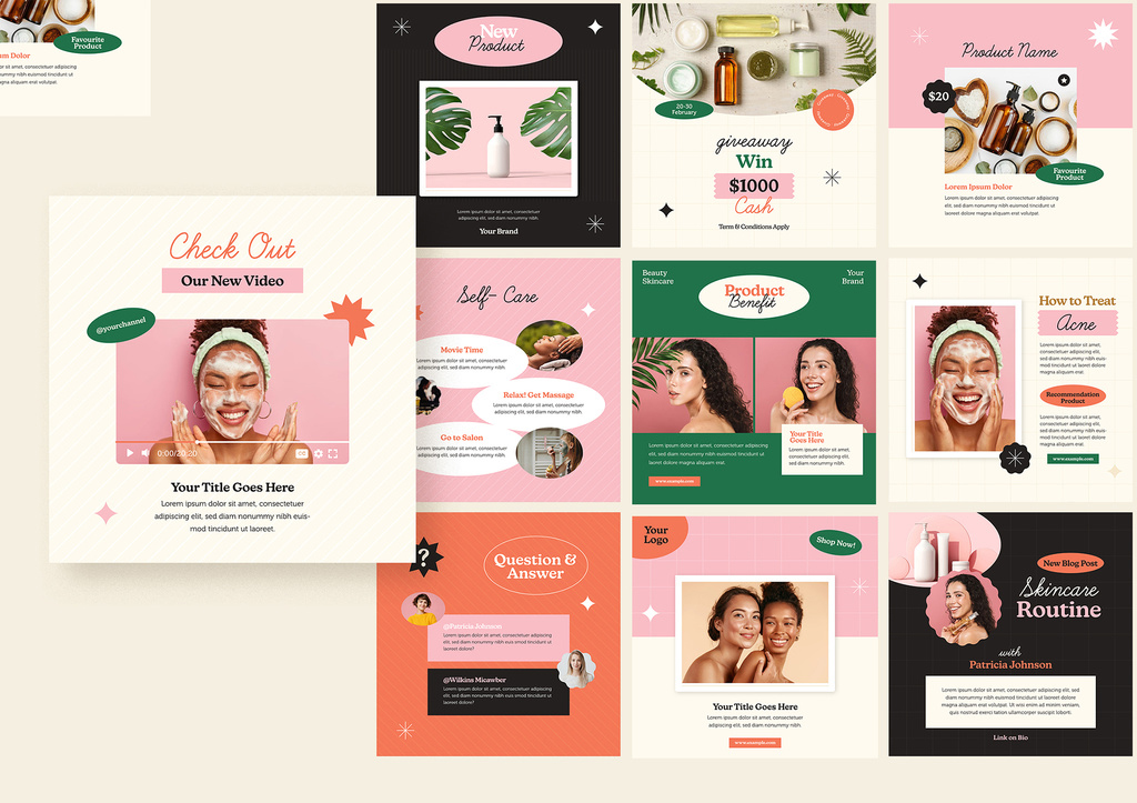 Beauty Social Media Layouts (AI Format)