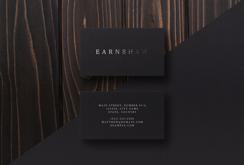 Black Business Card Mockup Gold Foil (PSD Format)