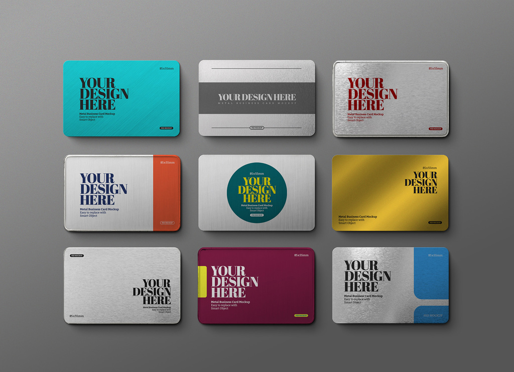 Business Card Mockup - Metal, Steel (PSD Format)