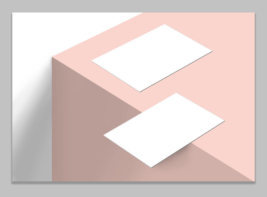 Business Cards on Pink Surface Edge Mockup (PSD Format)