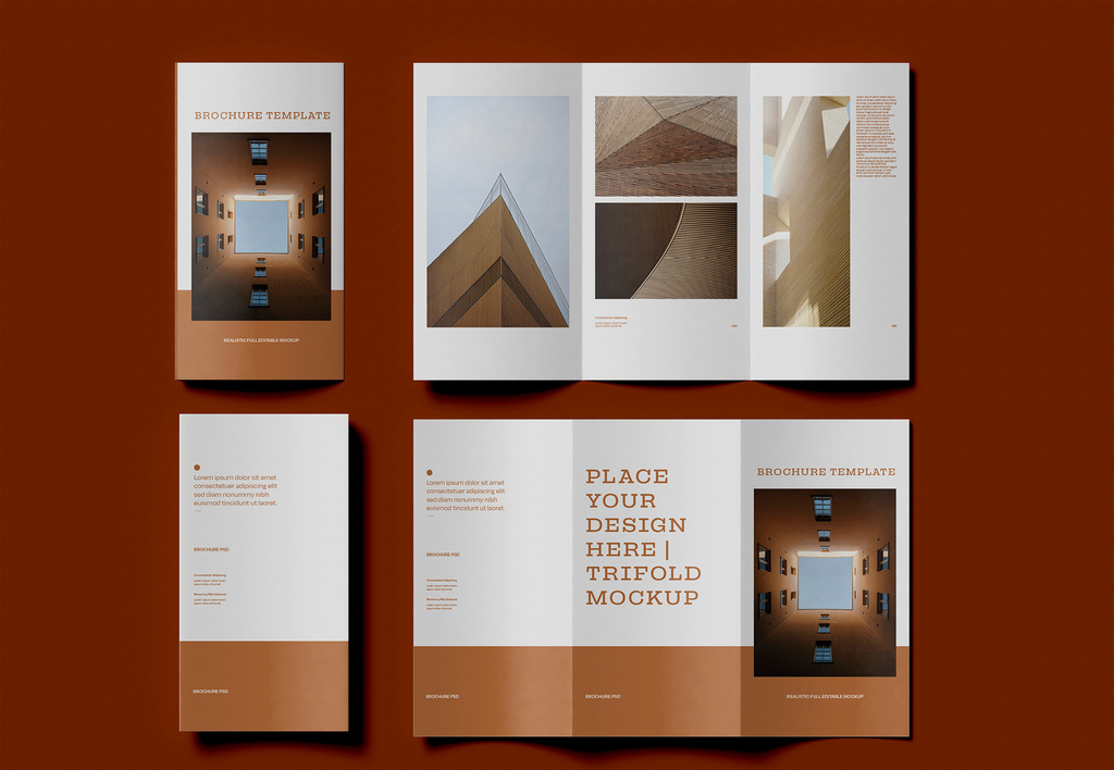 Business Trifold Brochure Mockup (PSD Format)