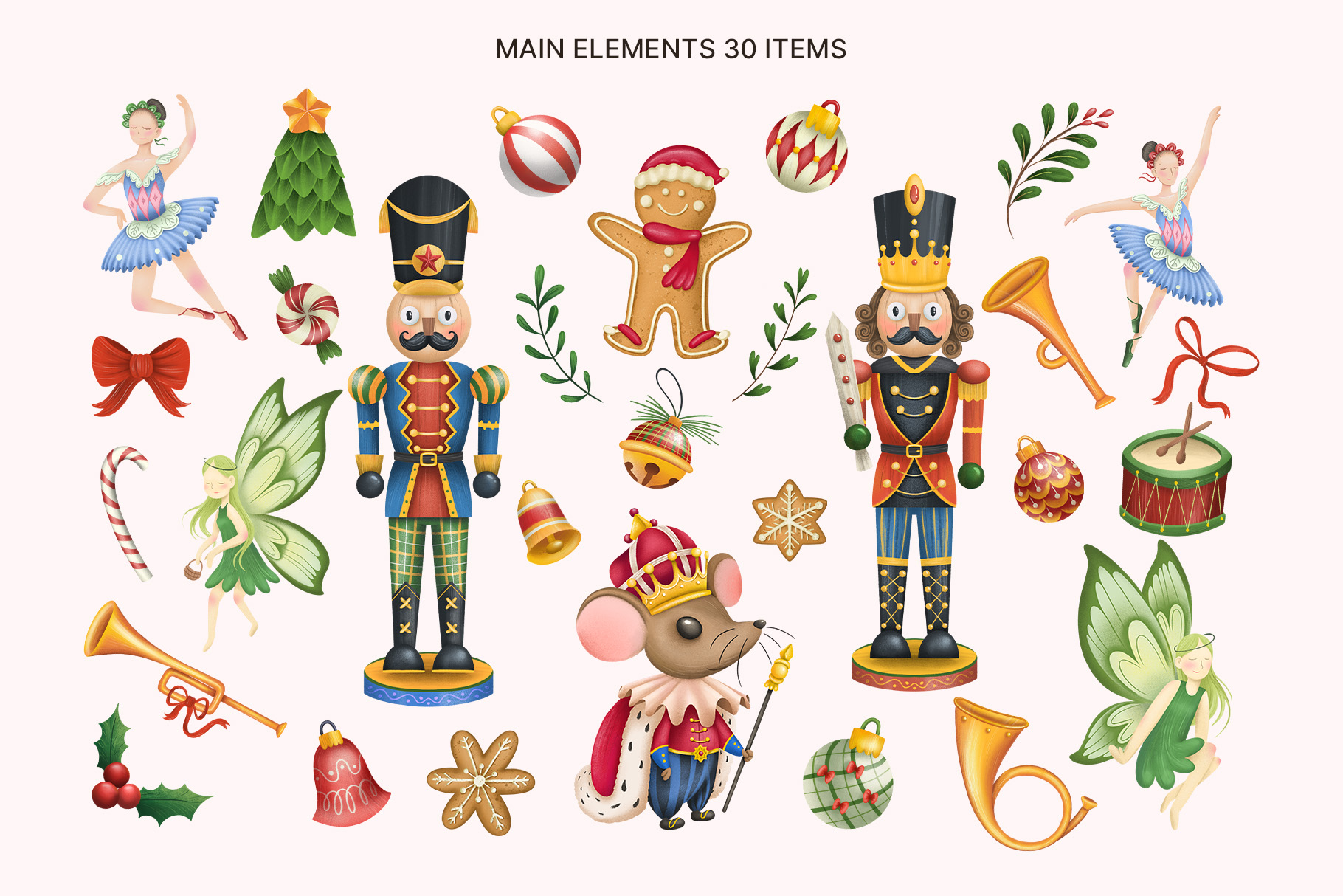 Christmas Clipart Illustrations - Nutcracker & Friends (PSD, PNG, PAT Format)