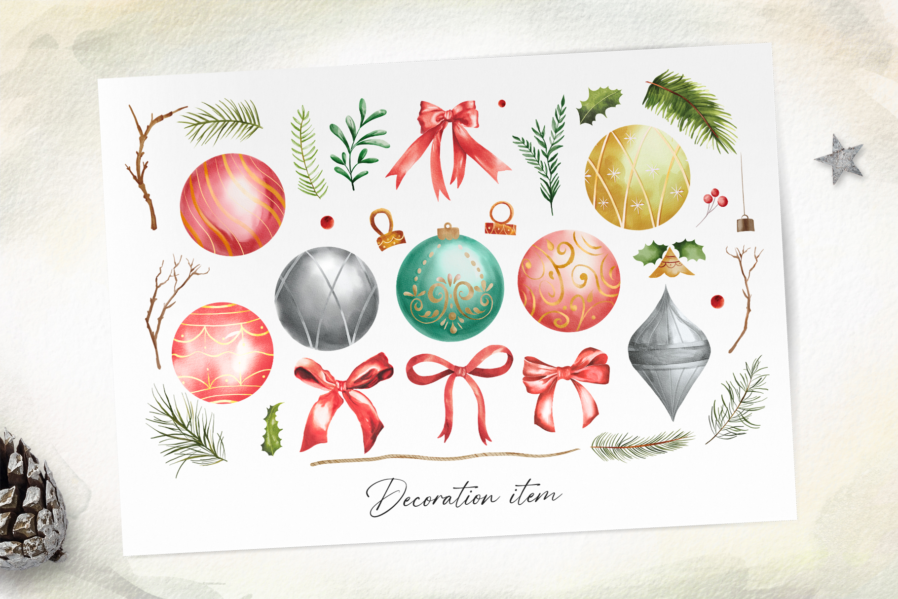 Christmas Decorations Clipart (PSD, PNG Format)