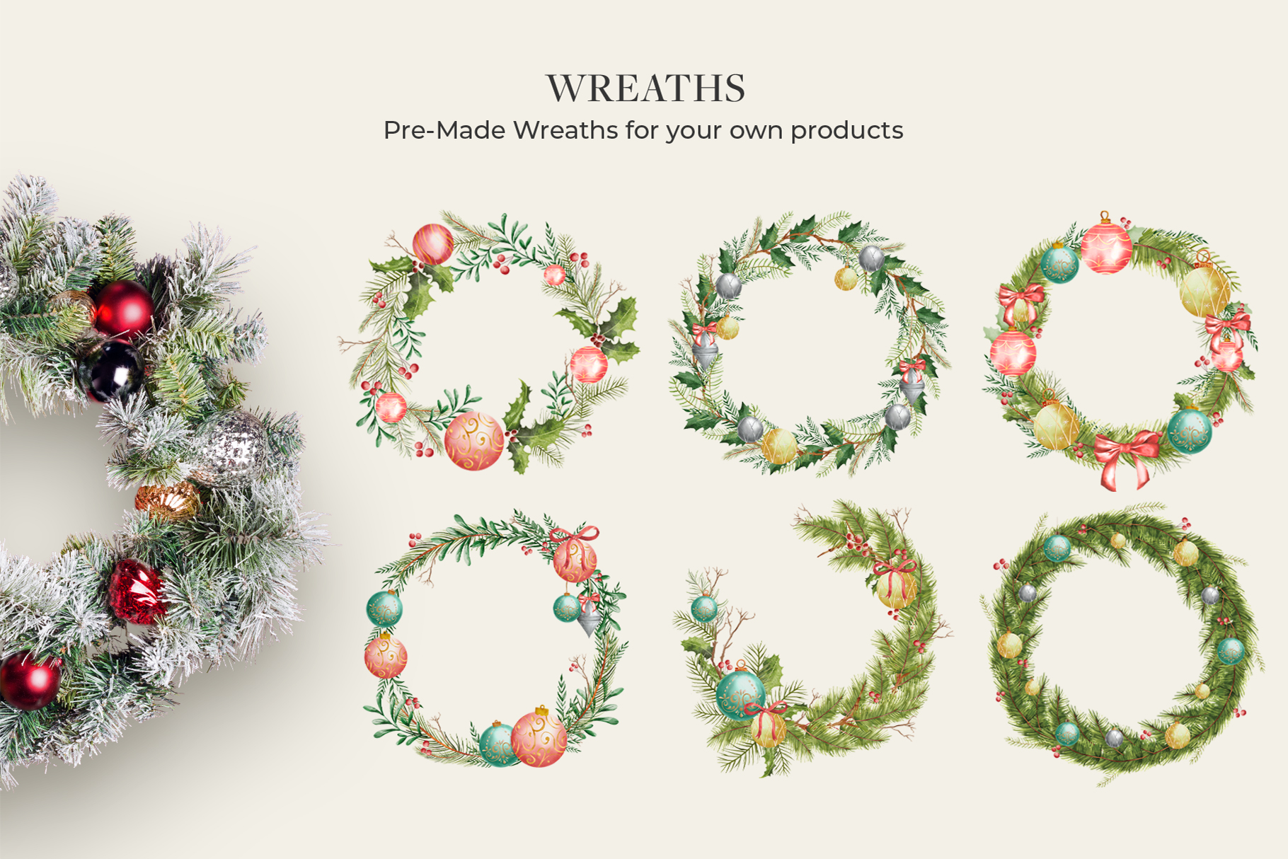 Christmas Decorations Clipart (PSD, PNG Format)