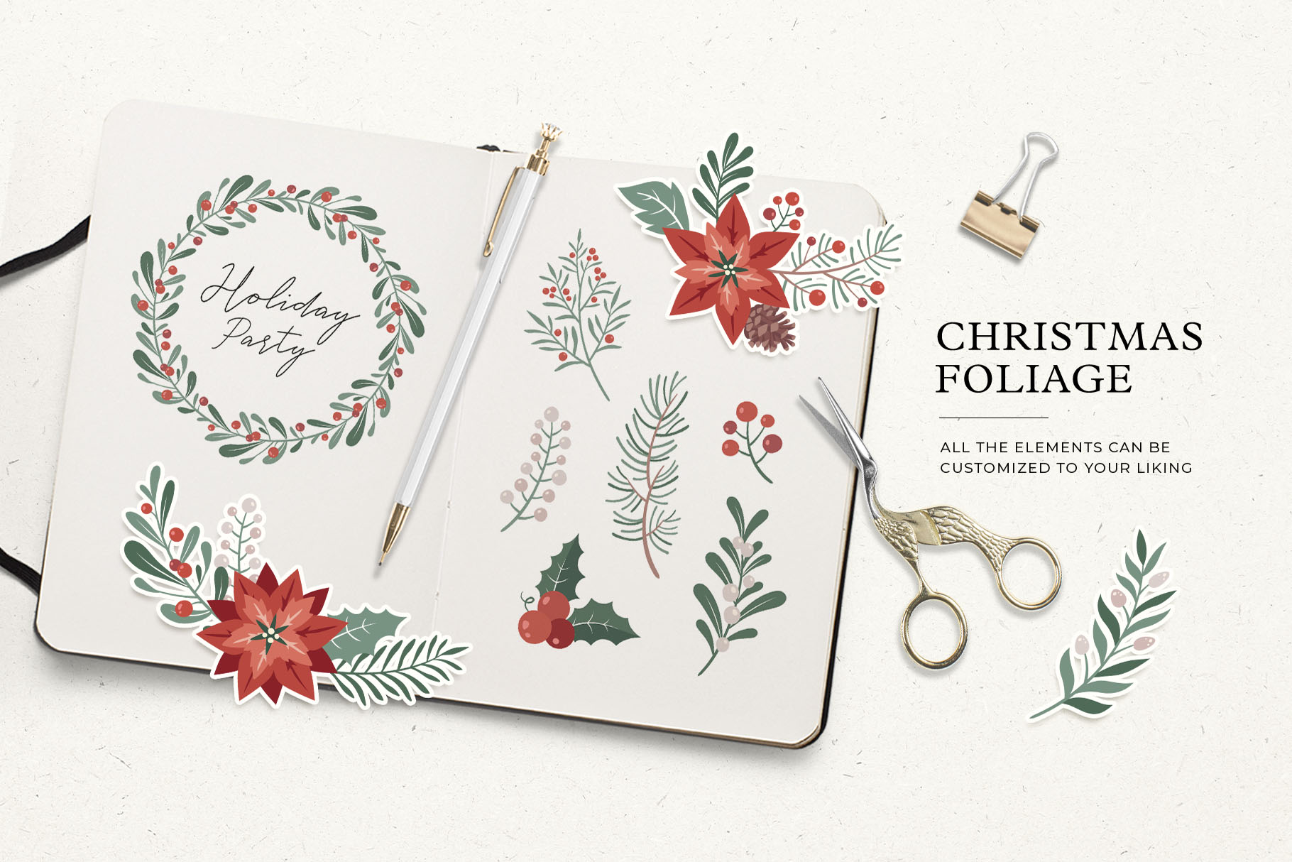 Christmas Foliage Graphic Pack (PSD, AI, EPS Format)