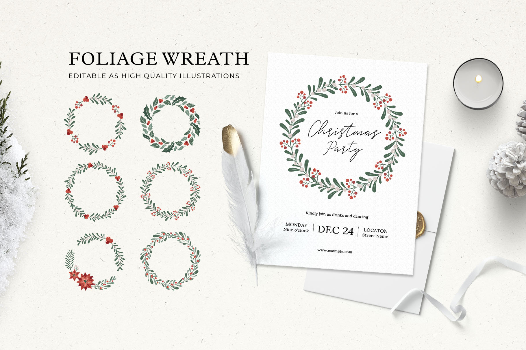 Christmas Foliage Graphic Pack (PSD, AI, EPS Format)