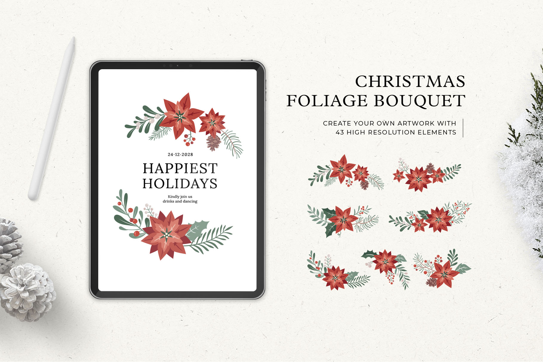 Christmas Foliage Graphic Pack (PSD, AI, EPS Format)