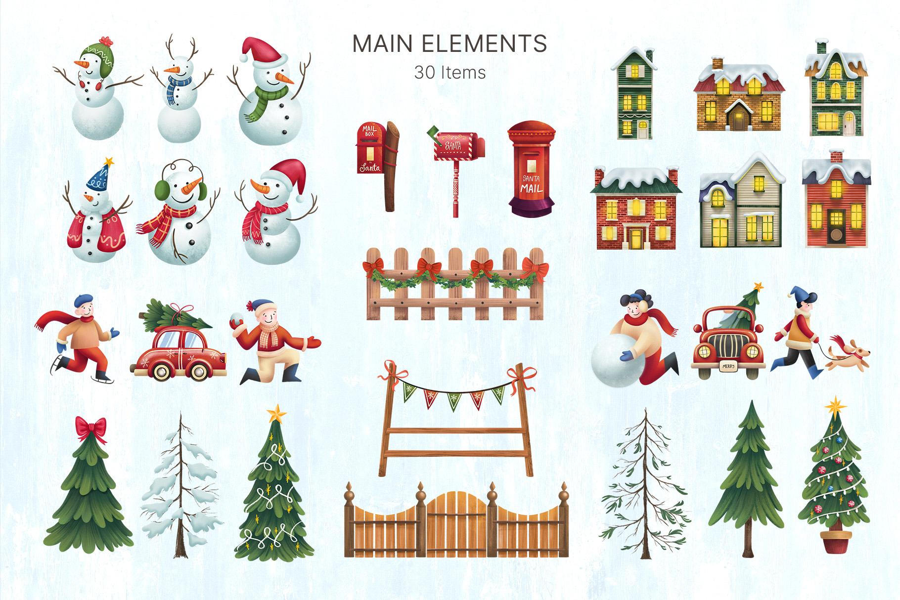 Christmas Landscape Scene Creator (PSD, PNG Format)