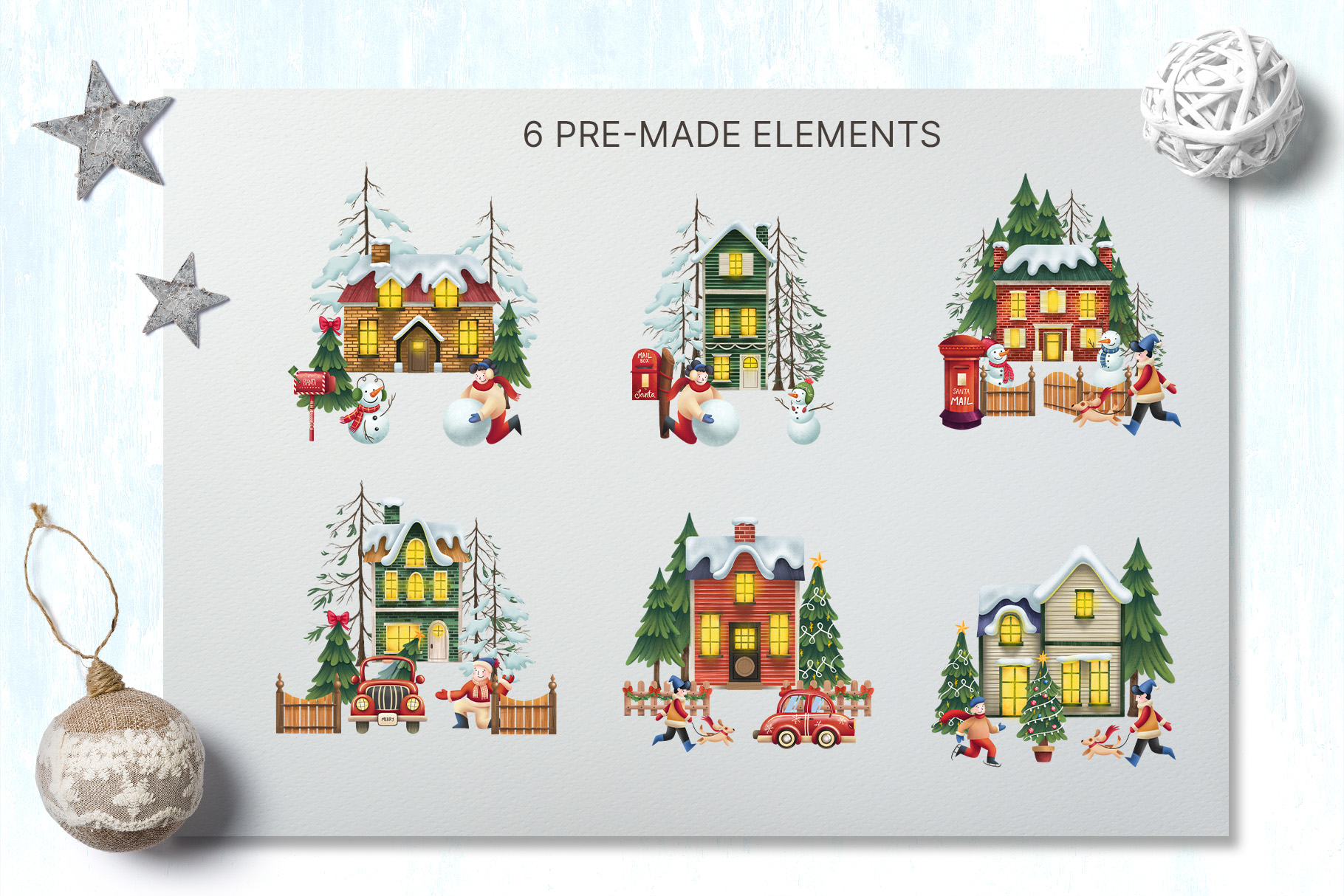 Christmas Landscape Scene Creator (PSD, PNG Format)